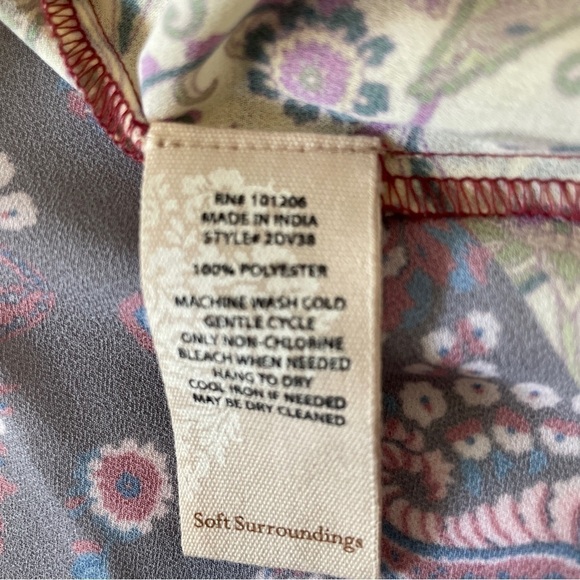 Soft Surroundings Small Langdon Patchwork Paisley Top Blouse Button Tie BOHO - Picture 8 of 8